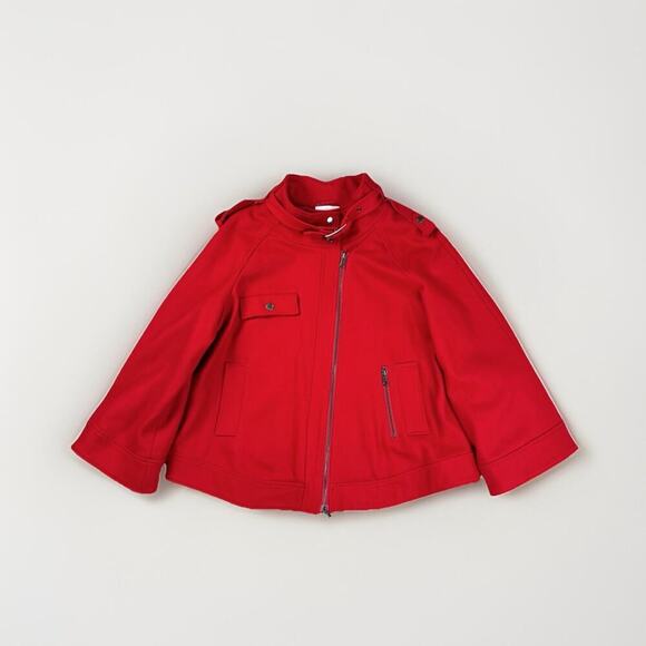 Soft Surroundings Asymmetric Moto Jacket Sz 2X Plus Red Wool Blend Buckle Edgy - Picture 1 of 10